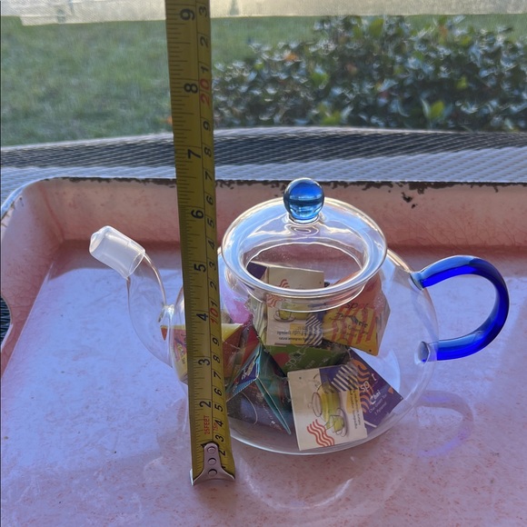 # 0861+ Glass Teapot with Blue Handle - Picture 4 of 6